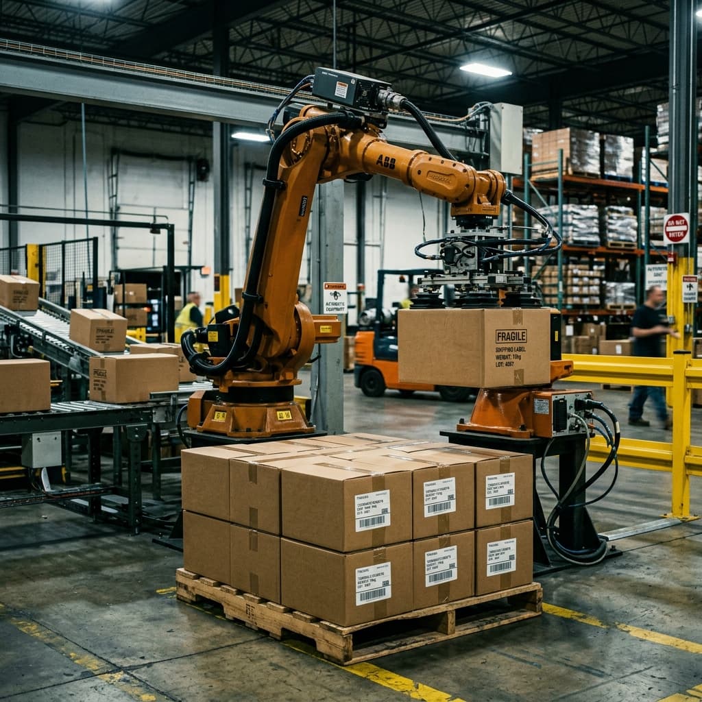 Paletleme Robotları (Palletizing): Üretim Hattının Son Noktası ve Lojistik